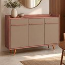 Ver imagem 1 de Aparador Buffet Moscou 3 Portas Tampo MDP Pés Palito Freijó Fendi 135cm Lyam Decor
