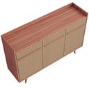 Ver imagem 3 de Aparador Buffet Moscou 3 Portas Tampo MDP Pés Palito Freijó Fendi 135cm Lyam Decor
