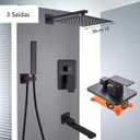 Ver imagem 1 de Chuveiro Moderno Monocomando Parede 4 Peças Preto 30cm