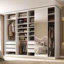 Ver imagem 1 de Closet Casal 1 Porta de Correr com Espelho 6 Gavetas 277cm Mdf Sonni R02 Branco - Lyam Decor