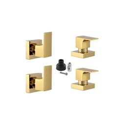 Kit 4 Acabamento para Chuveiro Alavanca Quadrado Dourado Brilhante Banheiro Padrão Docol - 1