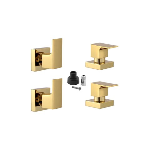 Kit 4 Acabamento para Chuveiro Alavanca Quadrado Dourado Brilhante Banheiro Padrão Docol