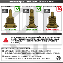 Kit 4 Acabamento para Chuveiro Alavanca Quadrado Dourado Brilhante Banheiro Padrão Docol - 6