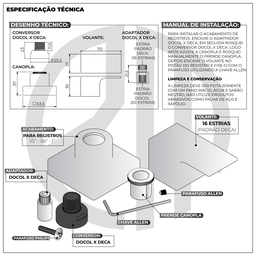 Kit 4 Acabamento para Chuveiro Alavanca Quadrado Dourado Brilhante Banheiro Padrão Docol - 7