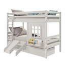 Ver imagem 2 de Beliche Infantil com Janela Gavetas e Escorregador Madeira Maciça Branco Housin