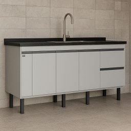 Gabinete de Cozinha Grande Porta Tempero Pia 174cm 100% Mdf:branco - 2