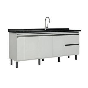 Gabinete de Cozinha Grande Porta Tempero Pia 174cm 100% Mdf:branco