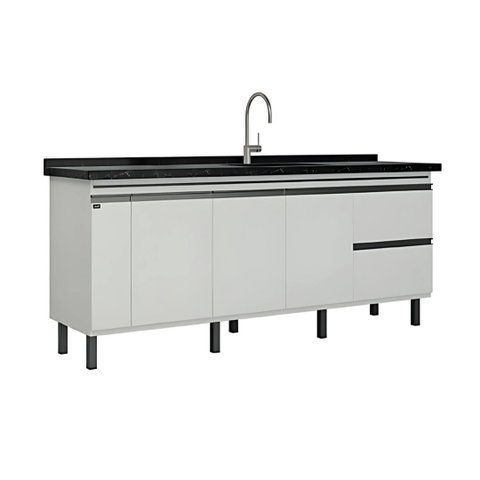 Gabinete de Cozinha Grande Porta Tempero Pia 174cm 100% Mdf:branco