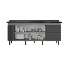 Gabinete de Cozinha Grande Porta Tempero Pia 174cm 100% Mdf:branco - 5