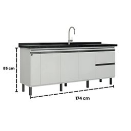 Gabinete de Cozinha Grande Porta Tempero Pia 174cm 100% Mdf:branco - 6