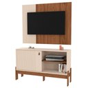 Ver imagem 1 de Painel para Tv Ate 42° 120cm e Bancada Mobler Wood:cinamomo Mel / Off White