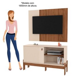 Painel para Tv Ate 42° 120cm e Bancada Mobler Wood:cinamomo Mel / Off White - 3