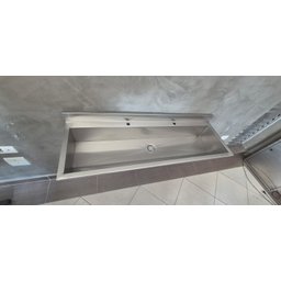 Lavatório Coletivo com Bancada para 2 Torneiras 1,20m - Construinox - 5