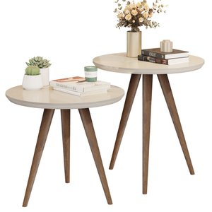Conjunto de Mesa Lateral Star com Pés Palitos Estilo Retrô para Decoração da Sala – Jm3 Móveis:off W