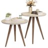 Conjunto de Mesa Lateral Star com Pés Palitos Estilo Retrô para Decoração da Sala – Jm3 Móveis:off W - 2