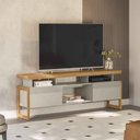 Ver imagem 1 de Rack Esmeralda para até Tv 70'' Nature Off White - Linea Brasil