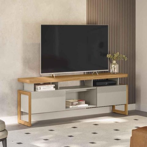 Rack Esmeralda para até Tv 70'' Nature Off White - Linea Brasil