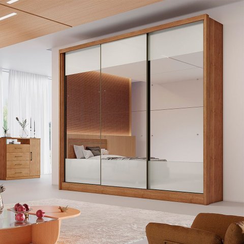 Guarda Roupa Coliseu 3 Portas 6 Gavetas Com Espelho Clic Móveis