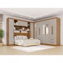 Ver imagem 1 de Guarda Roupa Casal Modulado Canto Crsal 11 Portas de Bater 4 Gavetas MDP com Espelho Cinamomo-Off
