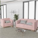 Ver imagem 2 de Kit Sofá 2 Lugares e Poltrona Europa Linho ADJ Decor - Rosê