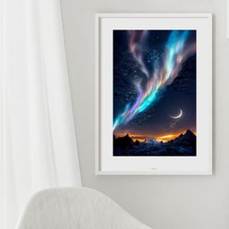 Quadro Fotografia Aurora Boreal - 60x48cm:madeira Preta - 2