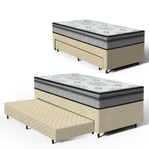 Cama Box com Colchão Espuma D33 Pillow In Anjos Ortosleep + Auxiliar de Espuma Unique Solteiro 88cm