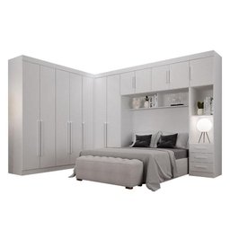 Quarto de Casal Modulado 12 Portas Orion Branco – Leifer Móveis - 1 Quarto de Casal Modulado 12 Portas Orion Branco – Leifer Móveis - 1