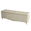 Ver imagem 3 de Kit Estrela Cabeceira de Cama Box e Calçadeira Baú Pés Palito Botão Cristal King 195 Cm Suede