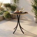 Ver imagem 3 de Mesa Bistrô Redonda 60cm Tampo de Madeira e Base em Aço Carbono para Varanda e Cafeteria - Empório T