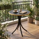 Ver imagem 6 de Mesa Bistrô Redonda 60cm Tampo de Madeira e Base em Aço Carbono para Varanda e Cafeteria - Empório T