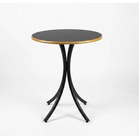 Mesa Bistrô Redonda 60cm Tampo de Madeira e Base em Aço Carbono para Varanda e Cafeteria - Empório T