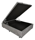 Ver imagem 1 de Cama Box Baú Casal Blindado com Pistão a Gás:suede Cinza/casal
