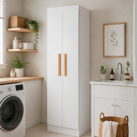 Multiuso Lirio para Lavanderia MDF 2 Portas e 4 Prateleiras Moderna Mobília