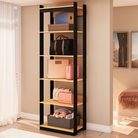 Estante Closet Guarda Roupa Modulo 5 Prat. Freijó/Preto