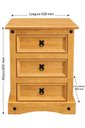 Ver imagem 3 de Mesa de Cabeceira 3 Gavetas Madeira Maciça Verniz Amêndoa