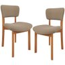 Kit 02 Cadeiras para Sala de Jantar Cozinha Living Estofada Dara L02 Bouclê Bege - Lyam Decor - 1