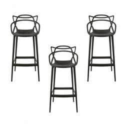 Kit C/ 3 Banquetas Allegra Masters 100% Polipropileno Preta - 1