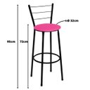 Ver imagem 2 de Kit 3 Banquetas Alta Preta com Encosto Assento Rosa Jaddi