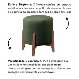 Kit 2 Puff Decorativo para Sala Redondo Luxo Selena Veludo Verde - 5