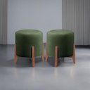 Ver imagem 2 de Kit 2 Puff Decorativo para Sala Redondo Luxo Selena Veludo Verde