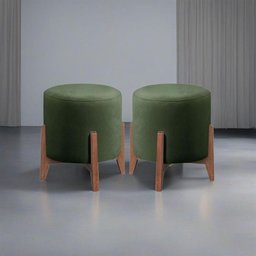Kit 2 Puff Decorativo para Sala Redondo Luxo Selena Veludo Verde - 2