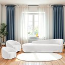 Ver imagem 1 de Kit Divã Recamier Orgânico França 250cm Lado Esquerdo e 2 Poltronas Amore Bouclé