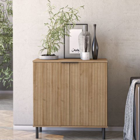 Armario Aparador Buffet Ripado 2 Portas 80cm Ditália
