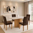 Ver imagem 1 de Conjunto de Mesa 4 Cadeiras Retangular em MDF Cinamomo Off White