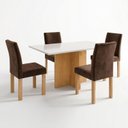 Ver imagem 2 de Conjunto de Mesa 4 Cadeiras Retangular em MDF Cinamomo Off White