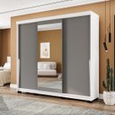 Ver imagem 1 de Roupeiro Porto 3 Portas de Correr com Espelho 217x213cm Branco/Cinza 240850