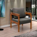 Ver imagem 2 de Kit 4 Poltrona Sala Decorativa Dallas Estofada Veludo Cinza Base Madeira Castanho - Arkell
