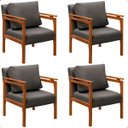 Ver imagem 1 de Kit 4 Poltrona Sala Decorativa Dallas Estofada Veludo Cinza Base Madeira Castanho - Arkell