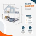 Ver imagem 6 de Beliche Casinha Dos Sonhos com Varanda Madeira Maciça Branco Azul Solteiro Housin