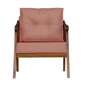 Poltrona Cadeira Vitoria Base Reforçada - Veludo Rose